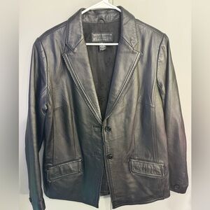Jaclyn Smith Classic Womens Genuine Leather Black Jacket Sz 16 Large Vintage.